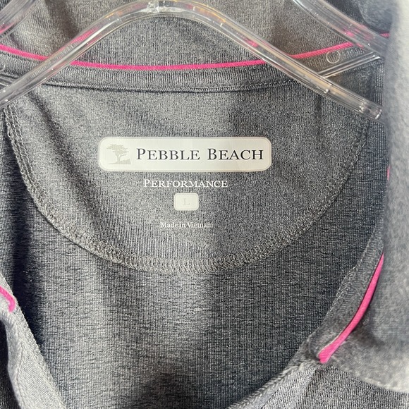 Pebble Beach Performance Polo Shirt Women's Size Large Gray V Neck Golf Tennis - Picture 2 of 8